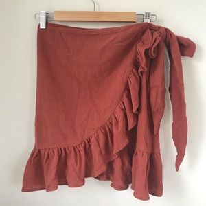 ZARA Burnt Orange Wrap Skirt